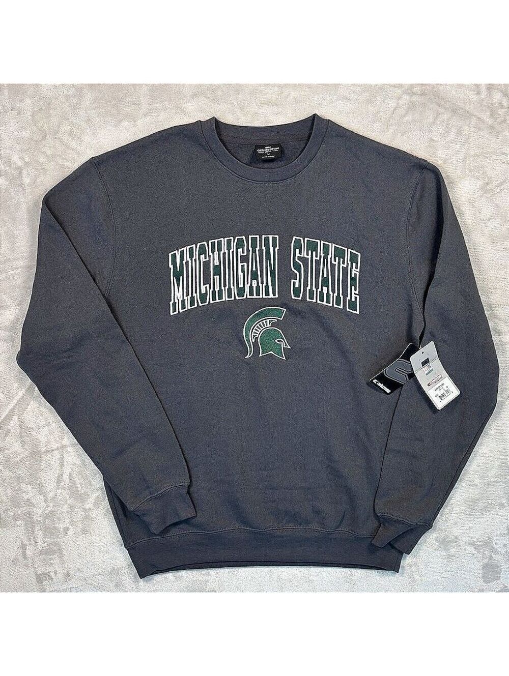 NWT Michigan State Spartans Embroidered Lettering Colosseum Sweatshirt Mens L